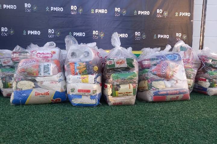 Amistoso beneficente entre PMRO e Miners arrecada meia tonelada de alimentos para famílias em situação de vulnerabilidade