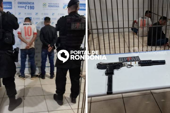 Dois suspeitos são presos pelo BPTAR com submetralhadora na zona leste