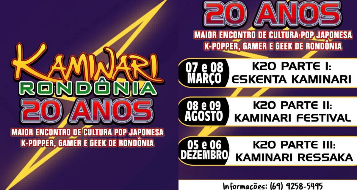 Kaminari 20 anos terá trilogia de eventos em Porto Velho
