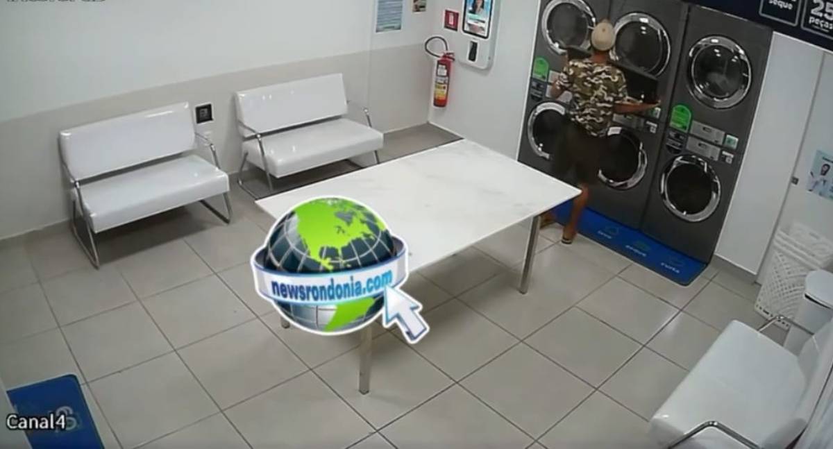 VÍDEO: Homem furta TV de lavanderia na zona sul